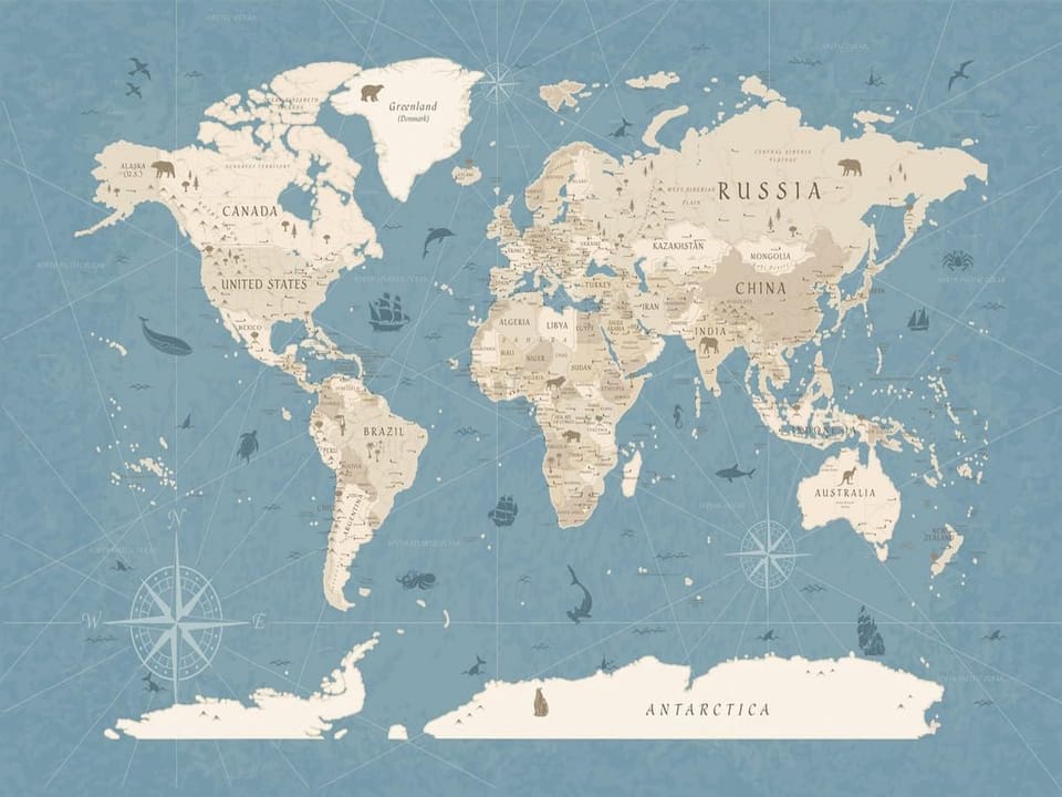 Fototapeta Mapa świata z kontynentami na wymiar