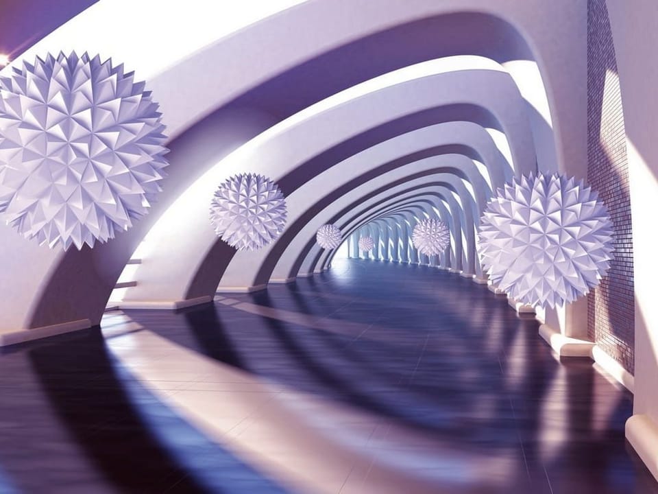 Fototapeta Geometryczne kule w tunelu 3D na wymiar