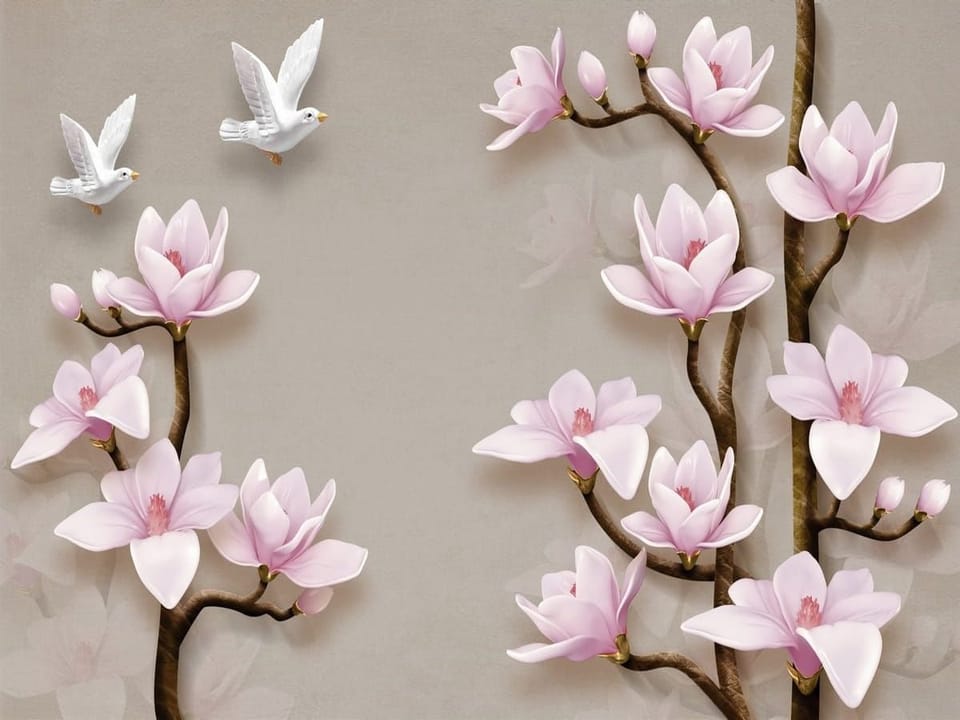 Fototapeta Gałązki magnolii na jasnym tle na wymiar