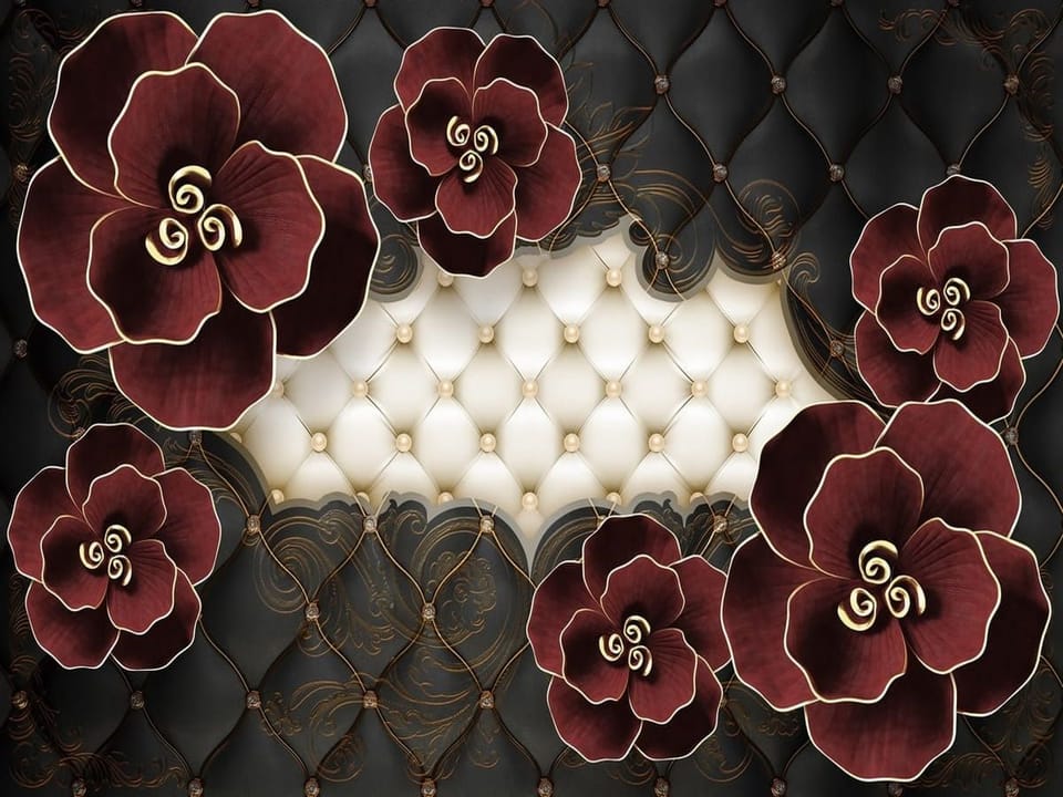 Fototapeta Eleganckie czerwone kwiaty 3D na wymiar
