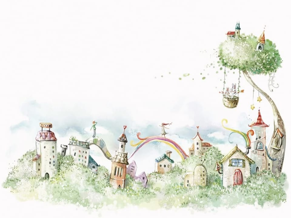 Fototapeta Fantazyjne miasto z drzewem