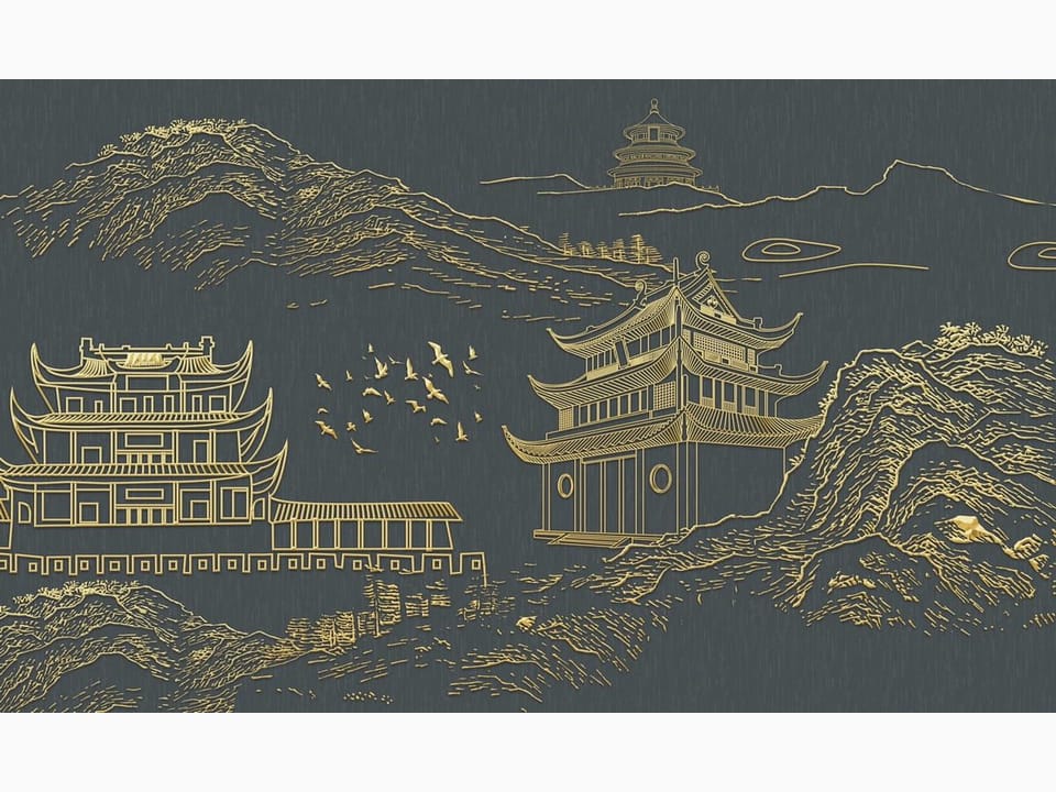 Fototapeta Orientalne budynki na tle gór na wymiar