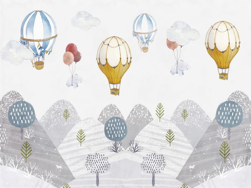 Fototapeta Balony nad śnieżnymi górami na wymiar