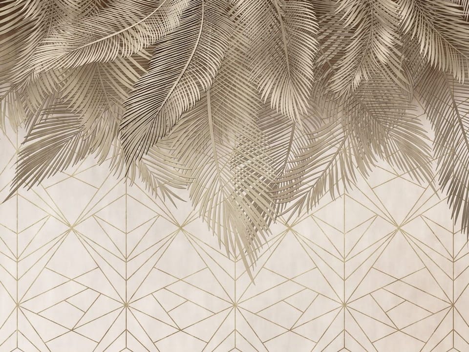 Fototapeta Liście palmowe z geometrycznym wzorem na wymiar