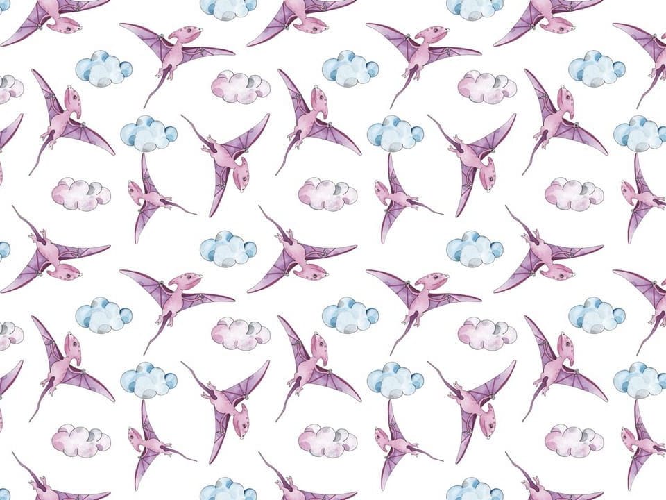 Fototapeta Dziecięce pterodaktyle w chmurach na wymiar