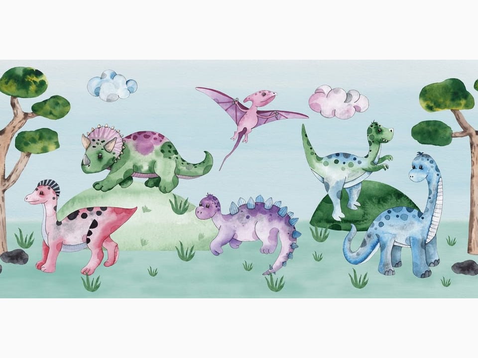 Fototapeta Kolorowe Dinozaury na Łące na wymiar