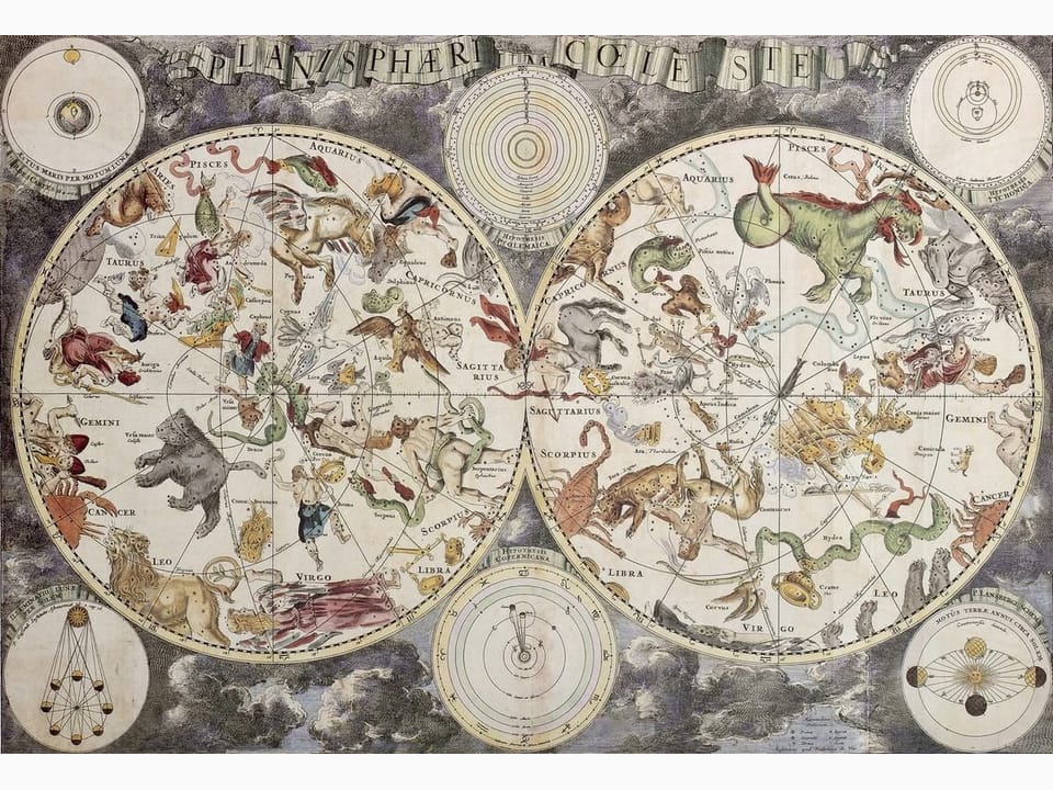 Fototapeta Stare mapy nieba z konstelacjami