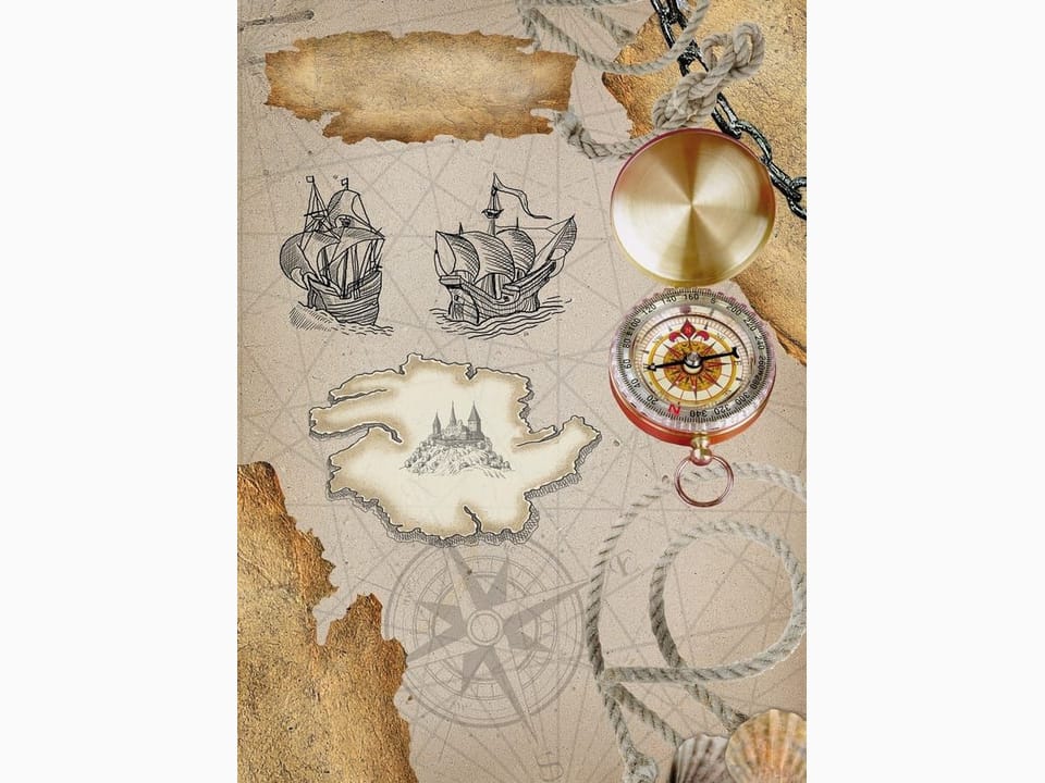 Fototapeta Kompas na tle starej mapy
