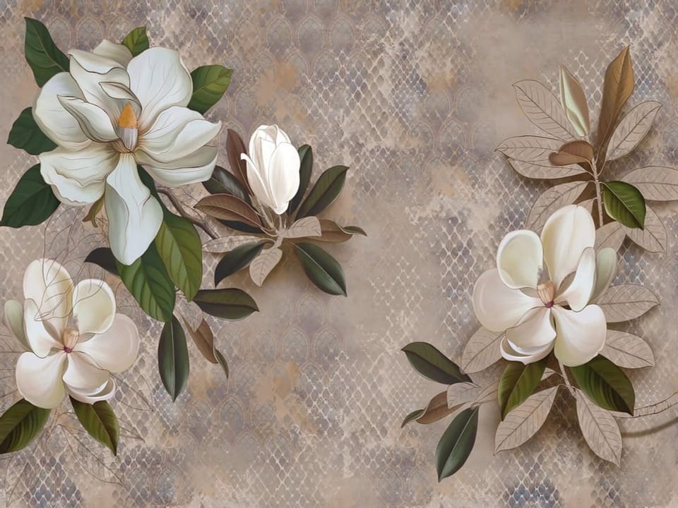 Fototapeta Magnolie na beżowym tle na wymiar