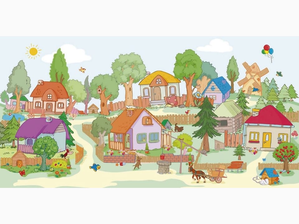 Fototapeta Kolorowa Wioska z Domkami