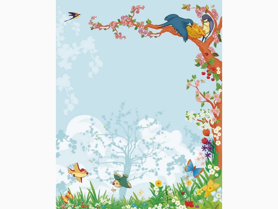 Fototapeta Ptaki na kwitnącym drzewie