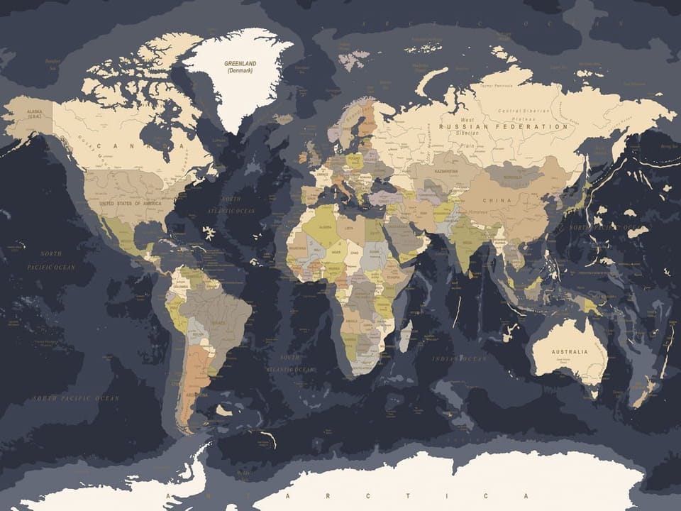 Fototapeta Mapa świata z kontynentami na wymiar