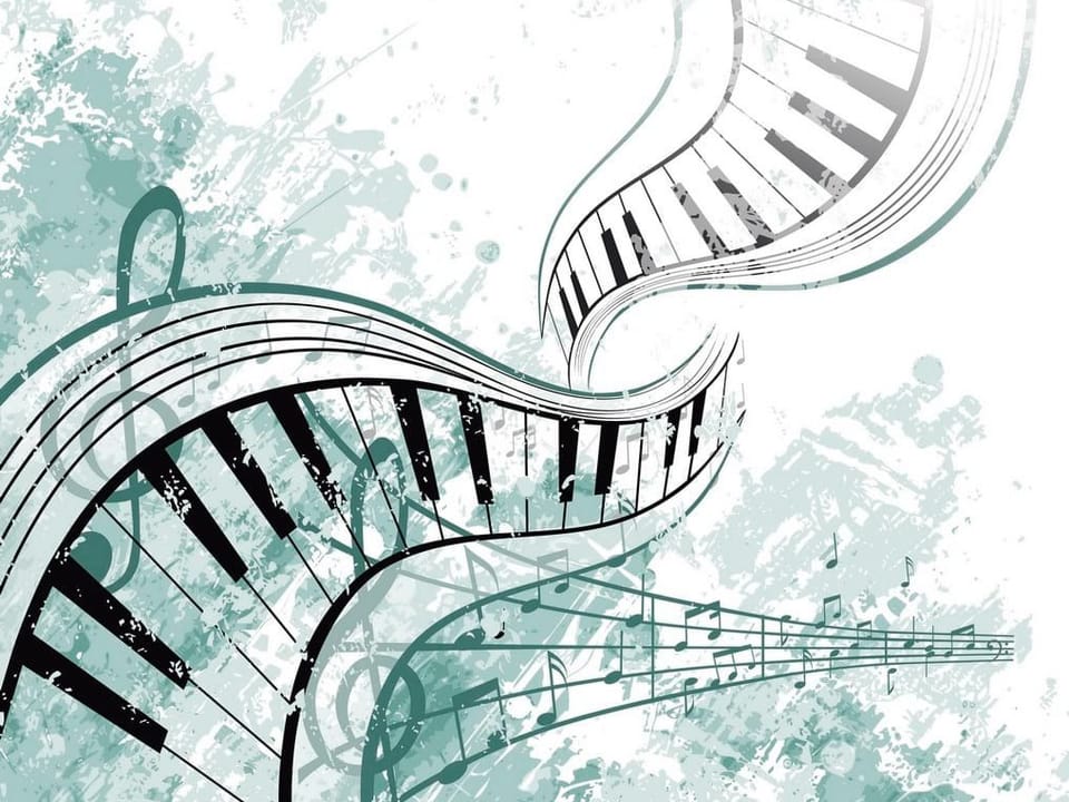 Fototapeta Falujące klawisze i nuty