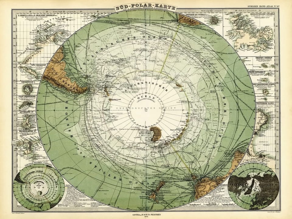 Fototapeta Stara mapa Antarktydy w okręgu na wymiar