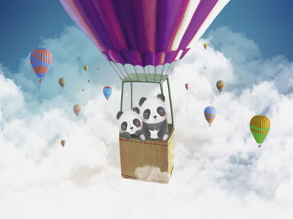 Fototapeta Pandy w Balonie na Ogrzane Powietrze na wymiar