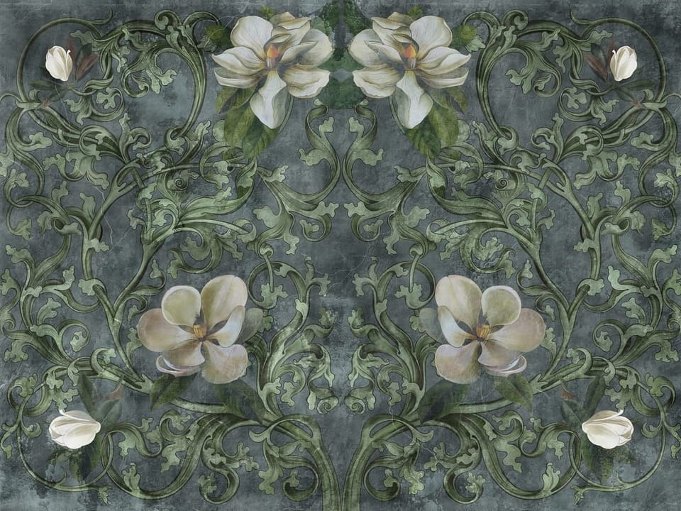 Fototapeta Magnolie i wijące się liście na wymiar
