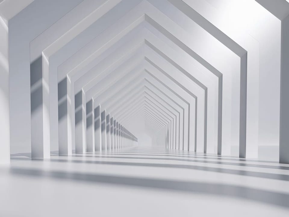 Fototapeta Geometryczny tunel z białymi łukami na wymiar