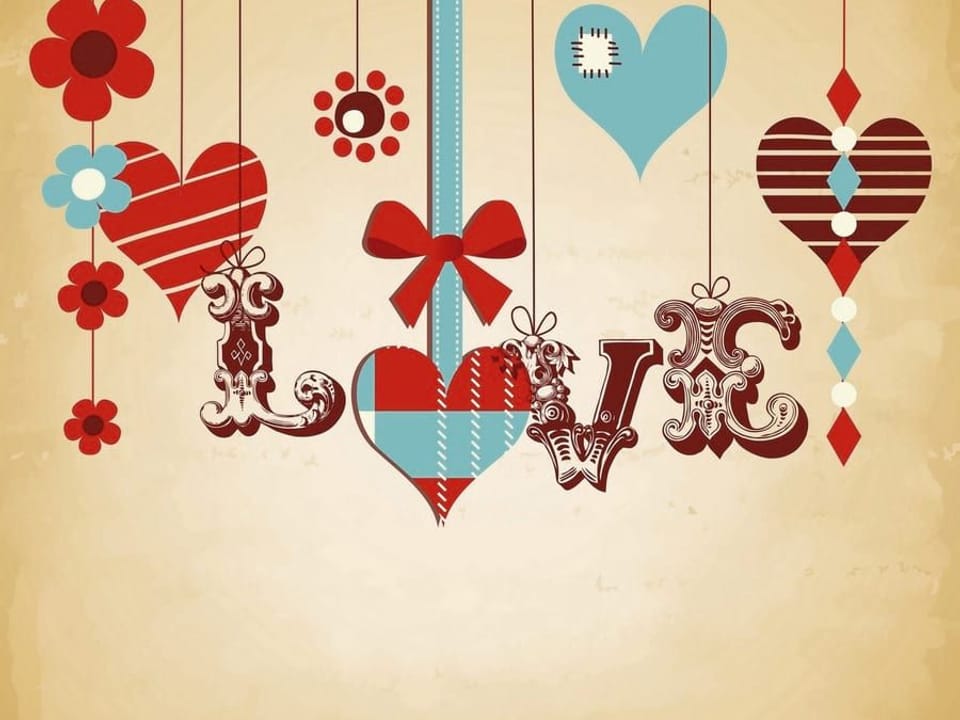 Fototapeta Dekoracyjne serca i litery LOVE