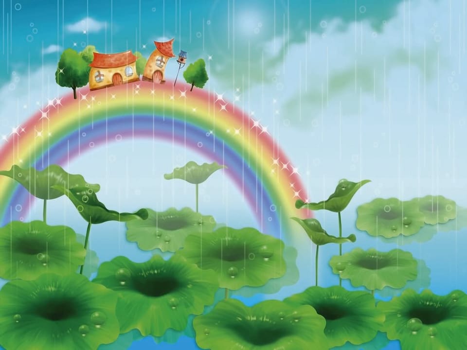 Fototapeta Tęcza z domkami na szczycie