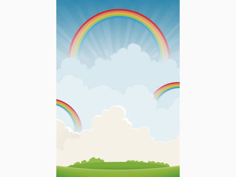 Fototapeta Tęcza na tle chmur i łąki