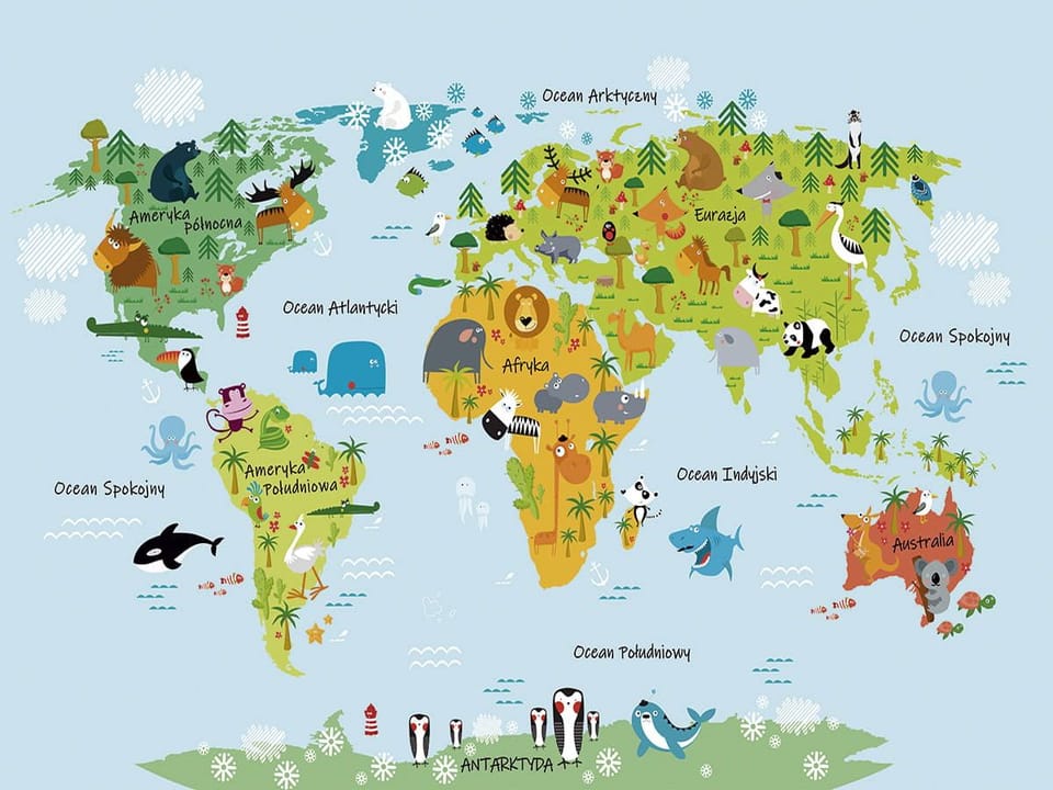 Fototapeta Mapa świata dla dzieci na wymiar