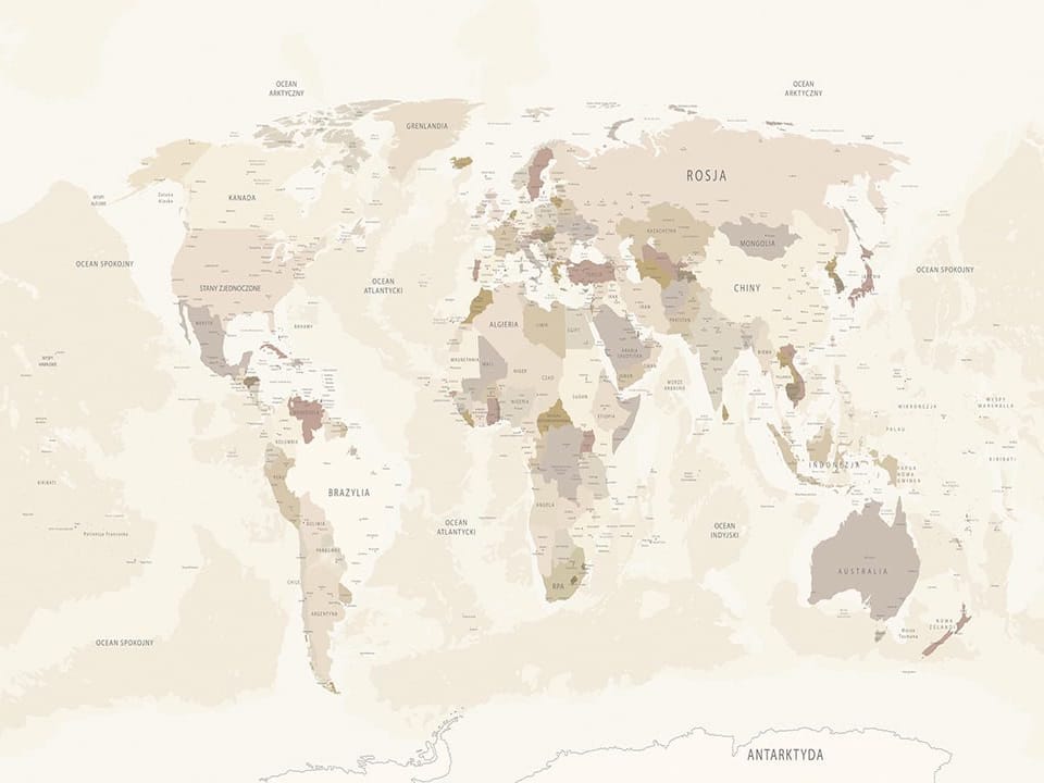 Fototapeta Mapa świata z kontynentami na wymiar