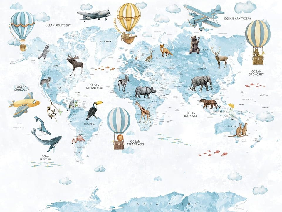 Fototapeta Mapa świata z balonami dla dzieci na wymiar