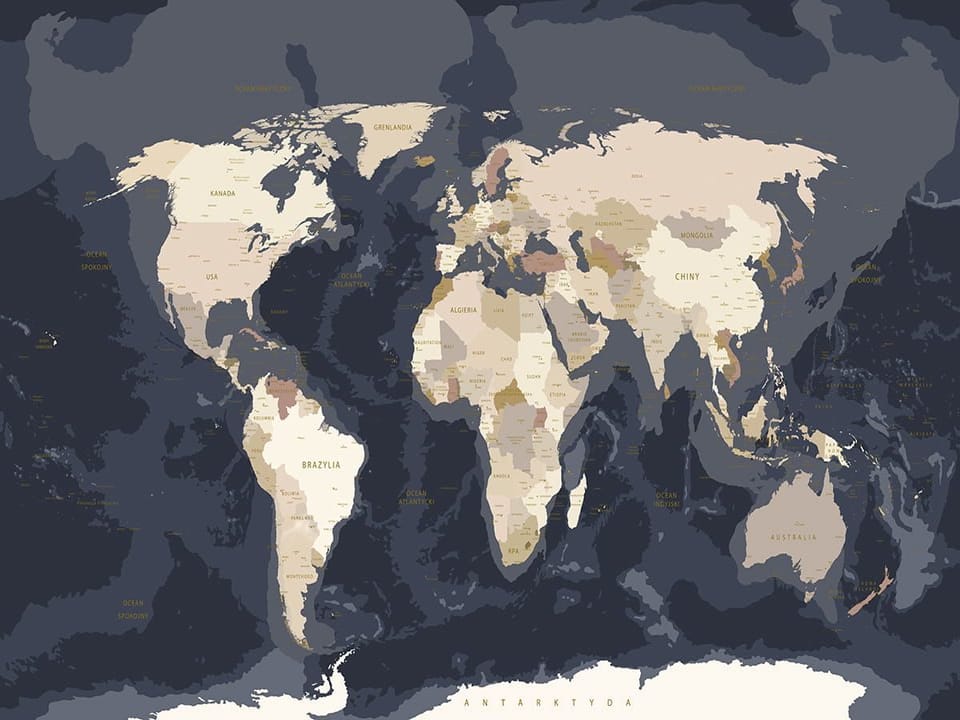 Fototapeta Mapa świata z kontynentami na wymiar