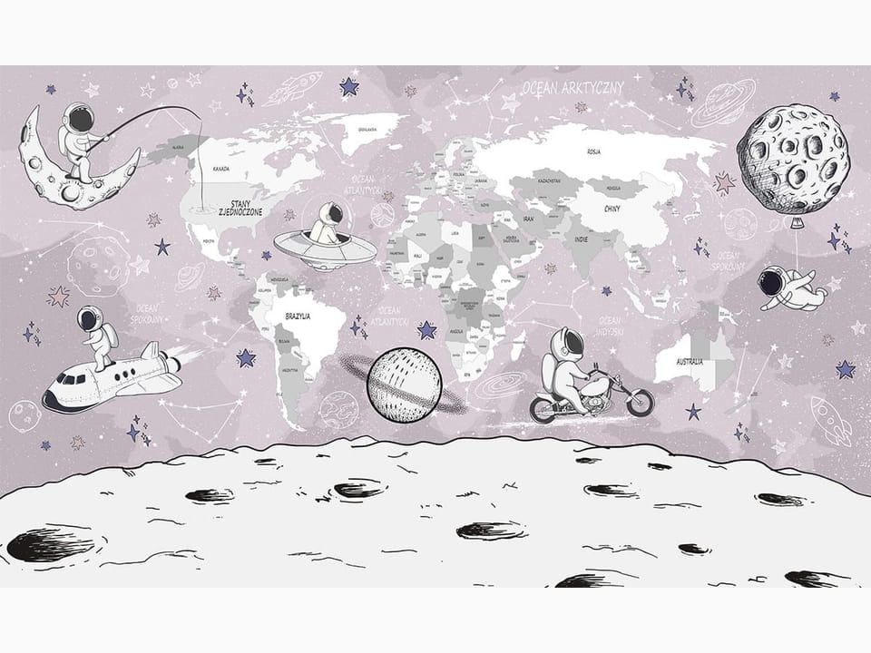 Fototapeta Astronauci na mapie świata na wymiar