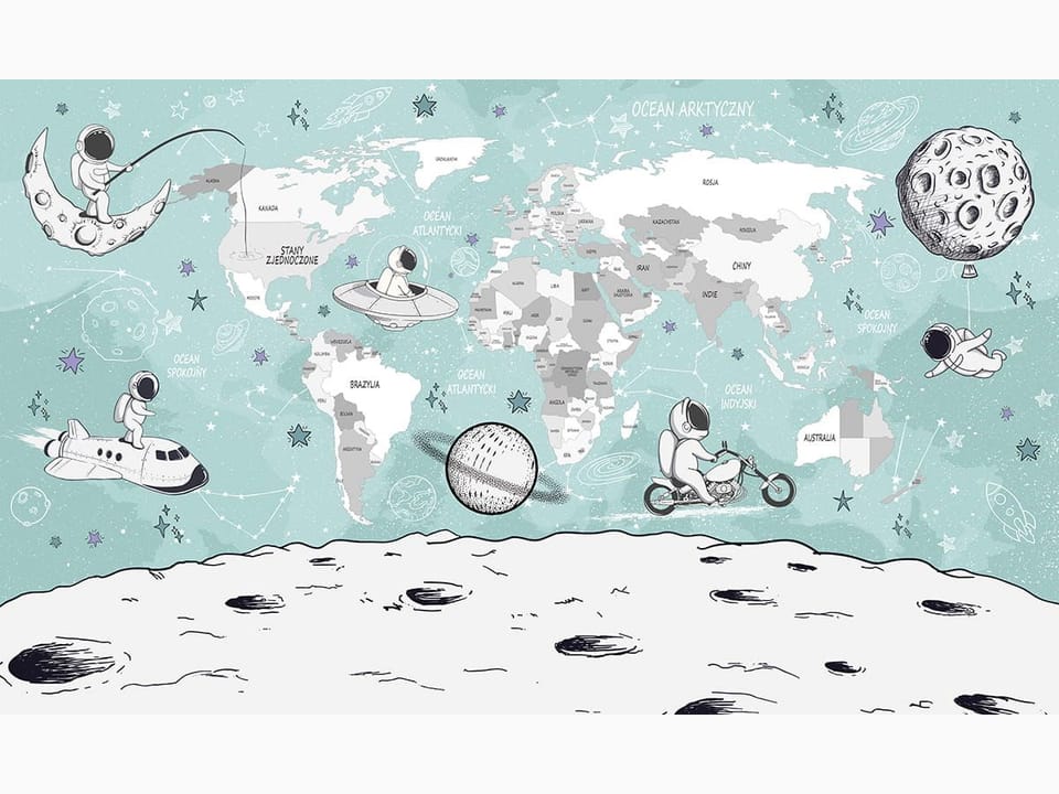 Fototapeta Astronauci i mapa świata na wymiar