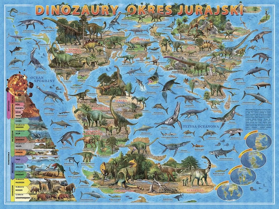 Fototapeta Mapa Dinozaurów dla Dzieci na wymiar