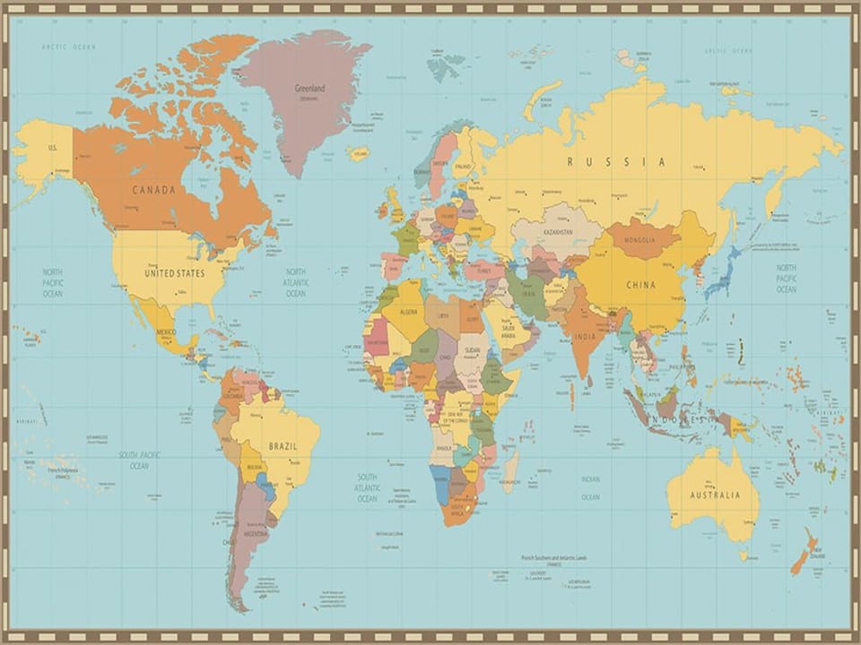 Fototapeta Polityczna mapa świata z krajami na wymiar