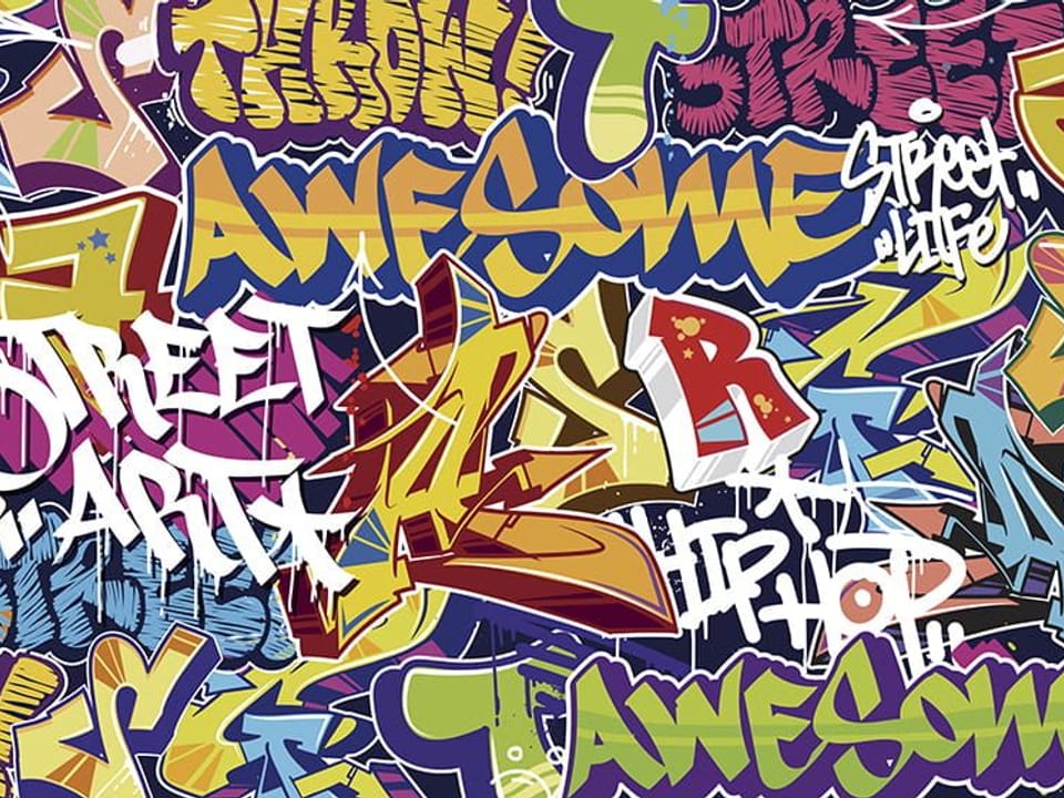 Fototapeta Kolorowe graffiti z napisami na wymiar