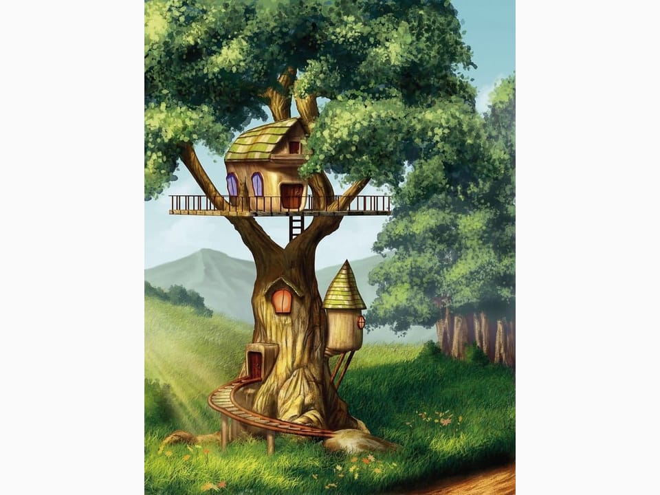 Fototapeta Domek na drzewie z platformą na wymiar