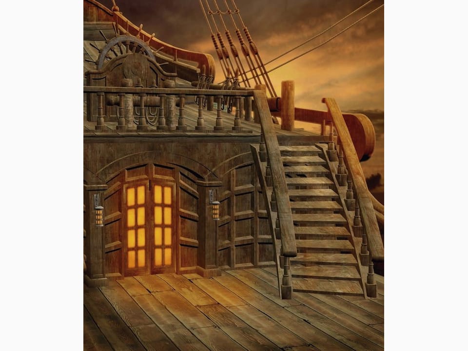 Fototapeta Drewniany pokład z lampionami