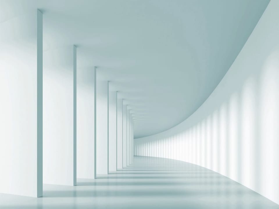 Fototapeta Zakrzywiony korytarz 3D z kolumnami