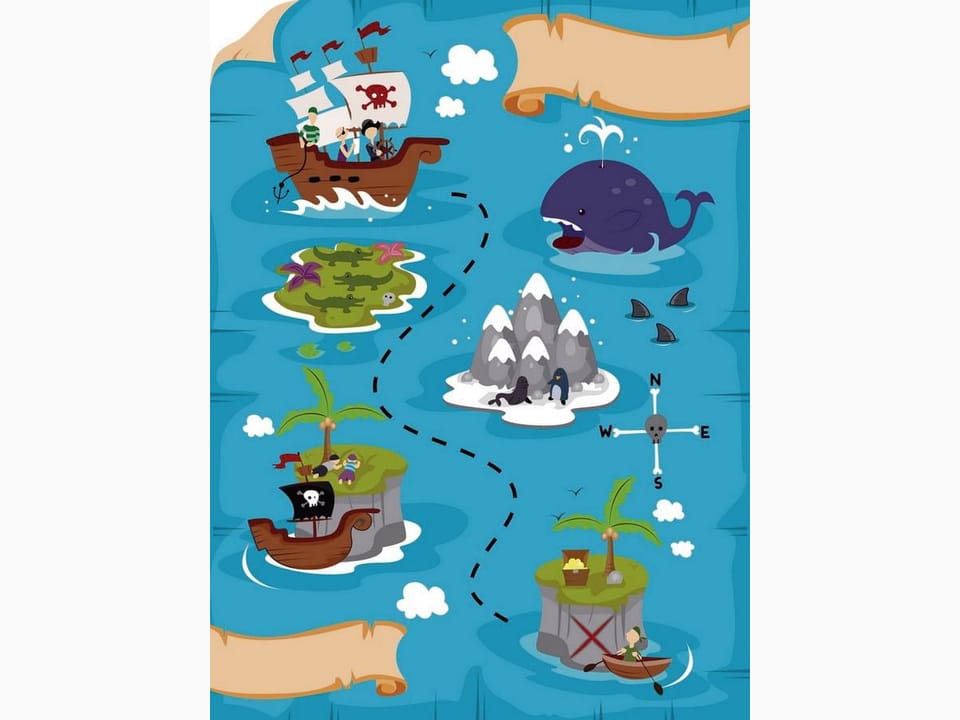 Fototapeta Mapa Skarbów na Morzu dla Dzieci