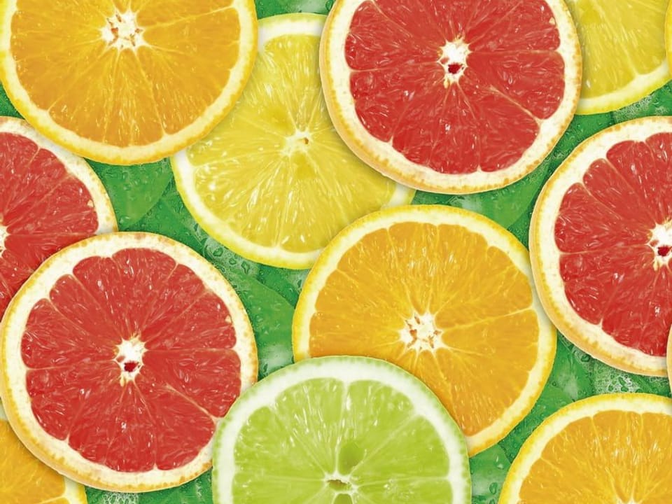 Fototapeta Cytrusowa Kompozycja na Zielonym Tle