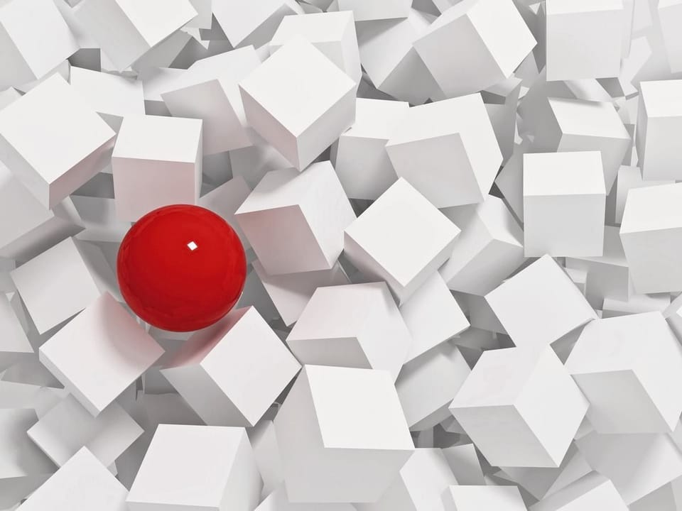 Fototapeta Czerwona kula i białe sześciany