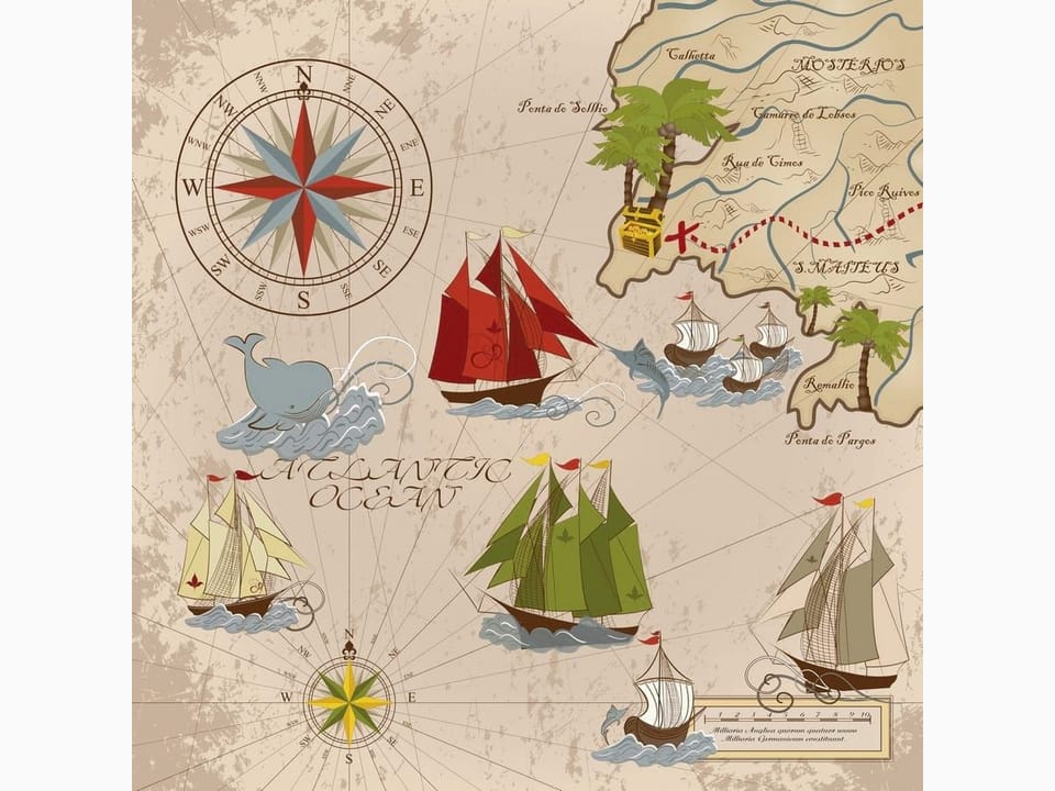 Fototapeta Stare mapy z żaglowcami