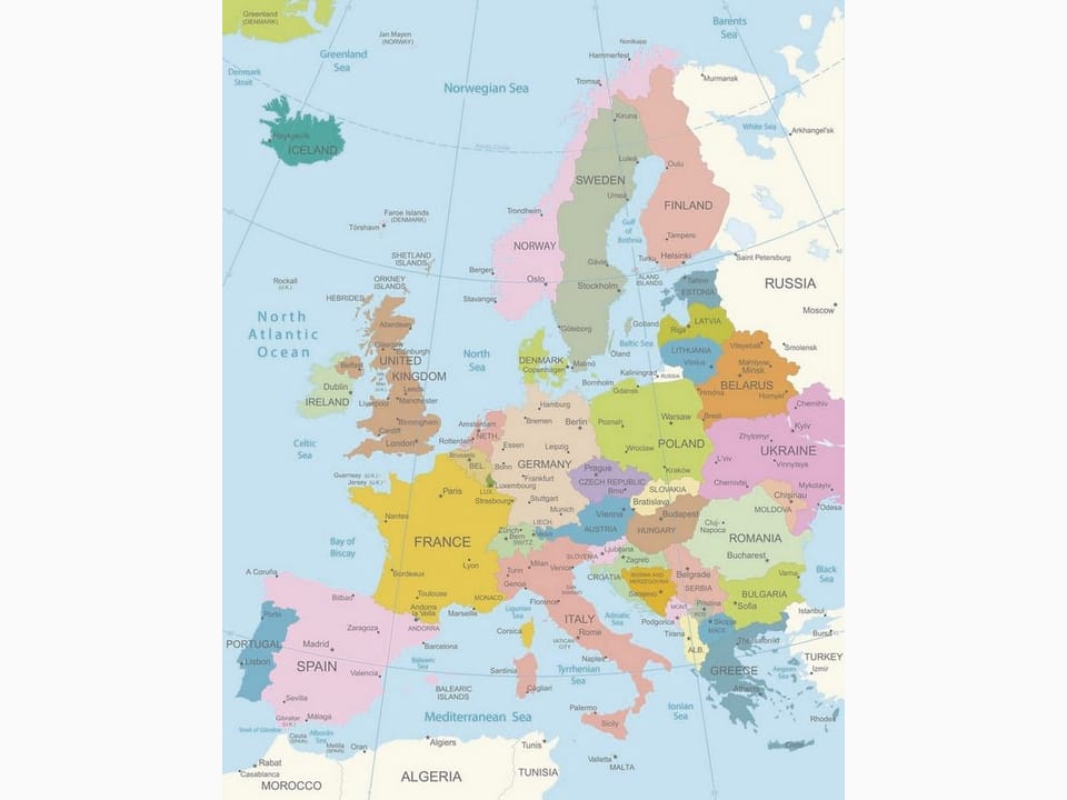 Fototapeta Mapa polityczna Europy na ścianę