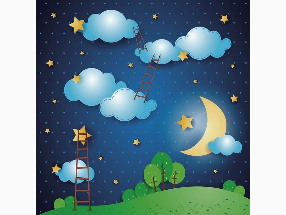 Fototapeta Chmury i Drabiny na Nocnym Niebie