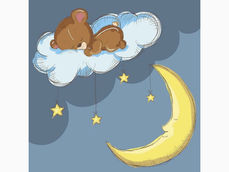 Fototapeta Śpiący miś na chmurce