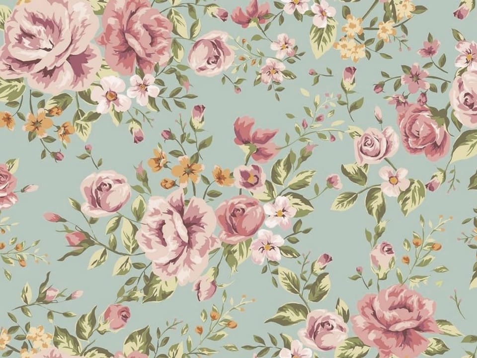 Fototapeta Kwiatowy wzór z różami i liśćmi