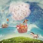 Miniatura fototapety Kosz ze zwierzętami na łące