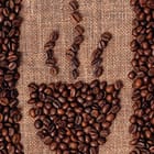 Miniatura fototapety Kubek z parą z ziaren kawy