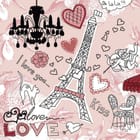 Miniatura fototapety Wieża Eiffla z sercami