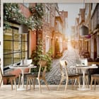 Miniatura fototapety Uliczka Starego Miasta z Kamienicami we wnętrzu kawiarni