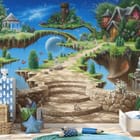 Miniatura fototapety Fantastyczny krajobraz z wyspami we wnętrzu pokoju nastolatka