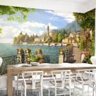 Miniatura fototapety Promenada nad jeziorem z kwiatami we wnętrzu kuchni